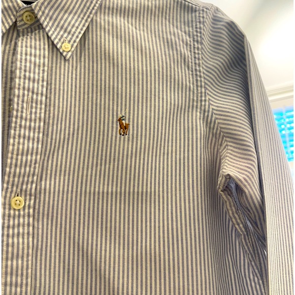 Ralph Lauren Blue and White Striped Button Down Shirt - Picture 2 of 5